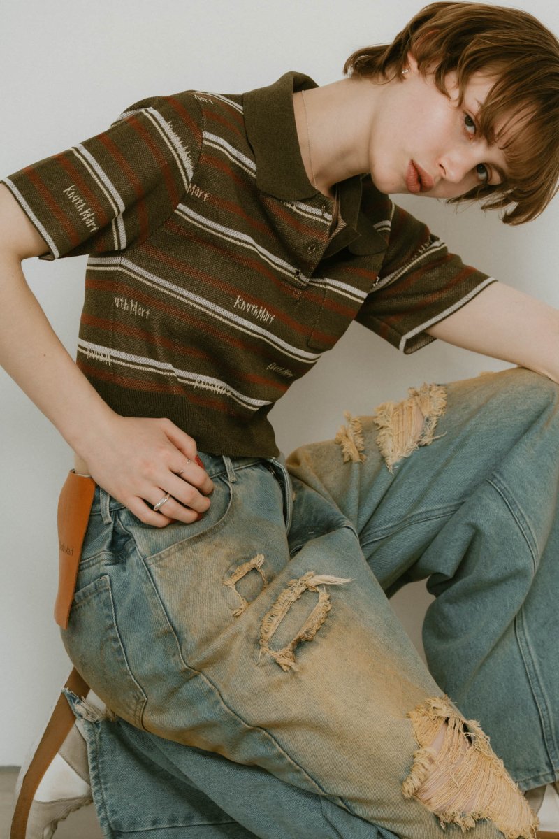 logo stripe polo knit/2color - KNUTH MARF