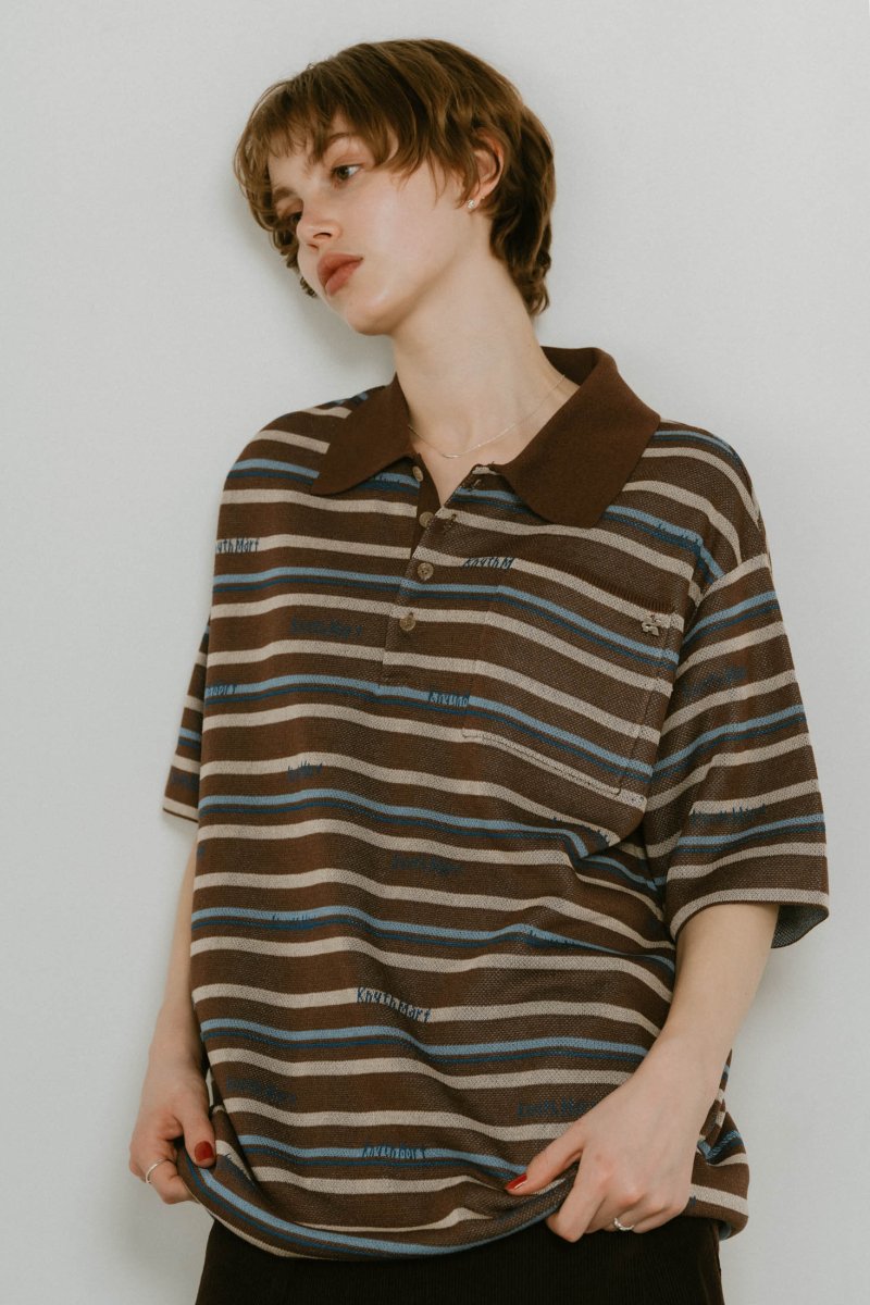 logo stripe polo knit(unisex)/2color - KNUTH MARF