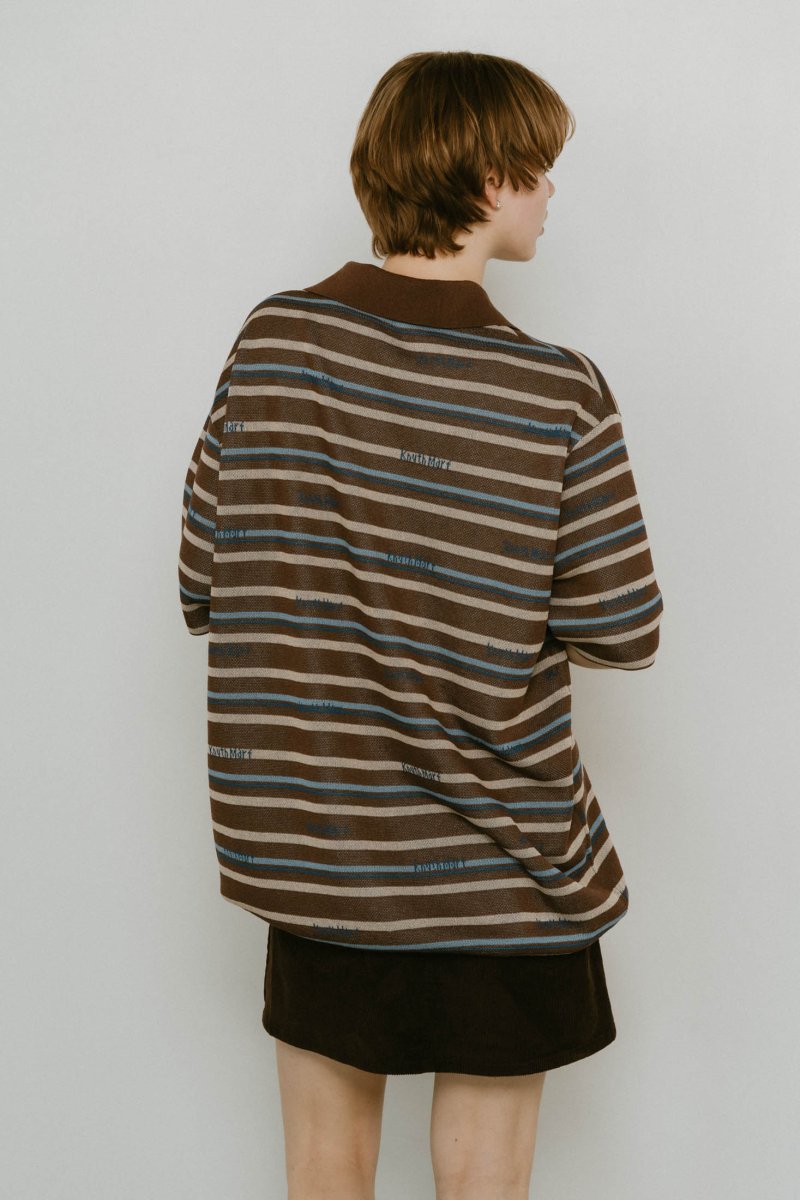 logo stripe polo knit(unisex)/2color - KNUTH MARF
