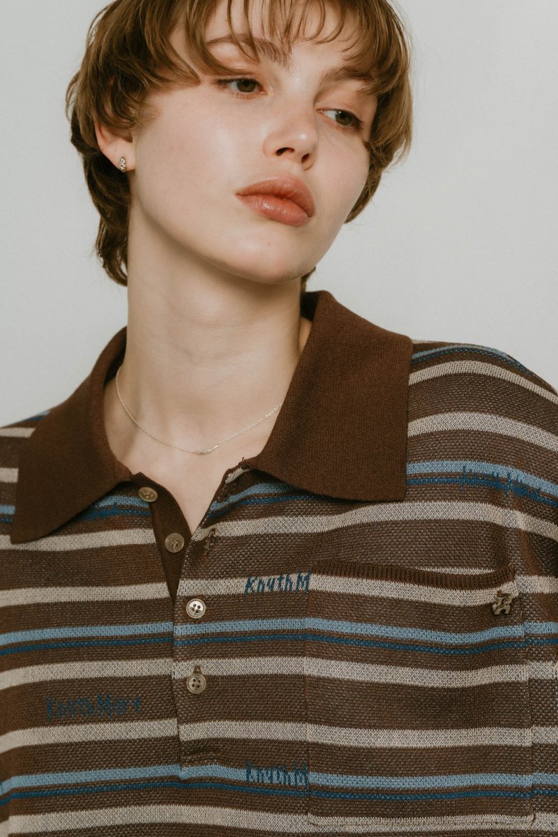 logo stripe polo knit(unisex)/2color - KNUTH MARF