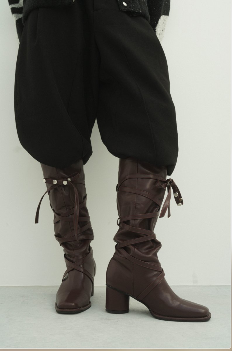 loose long ribbon boots/3color