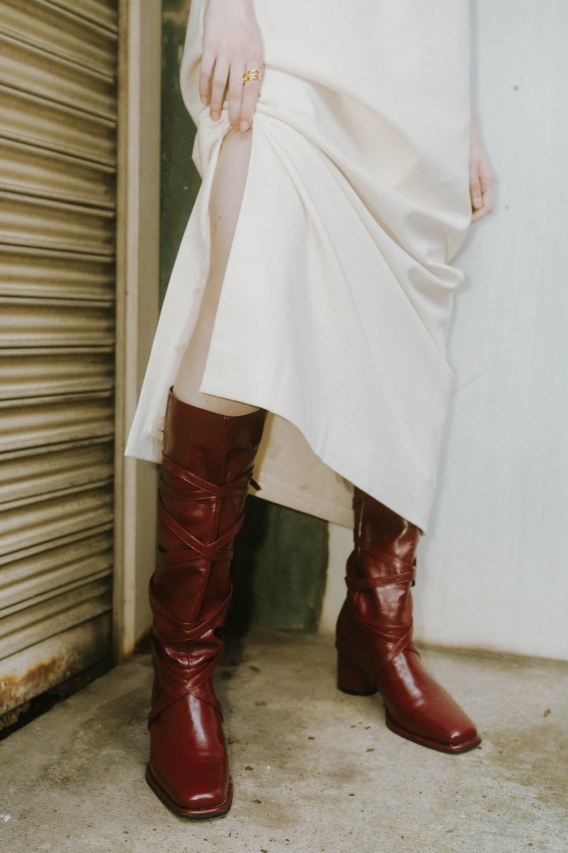loose long ribbon boots/3color