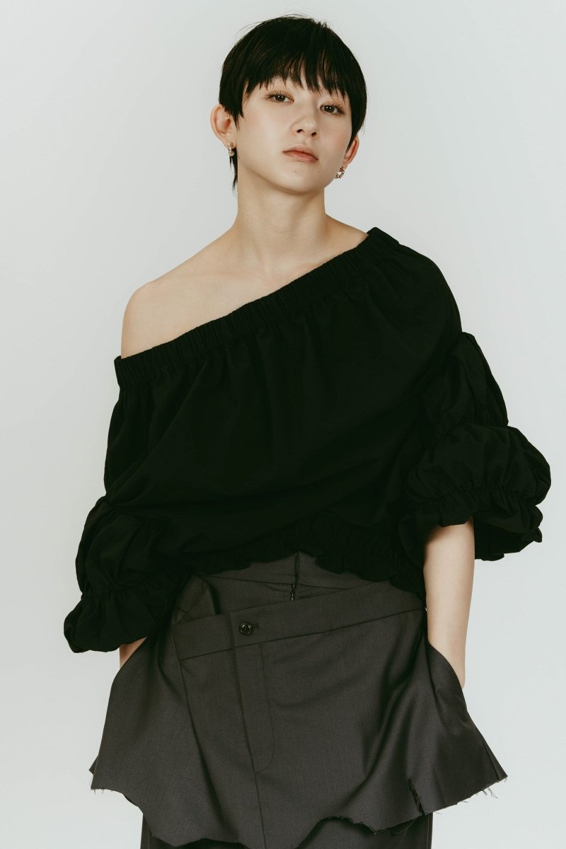 many way frill blouse/black - KNUTH MARF