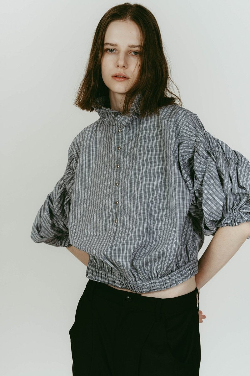 many way frill blouse/check | KNUTH MARF many way frill blouse/check | KNUTH MARF