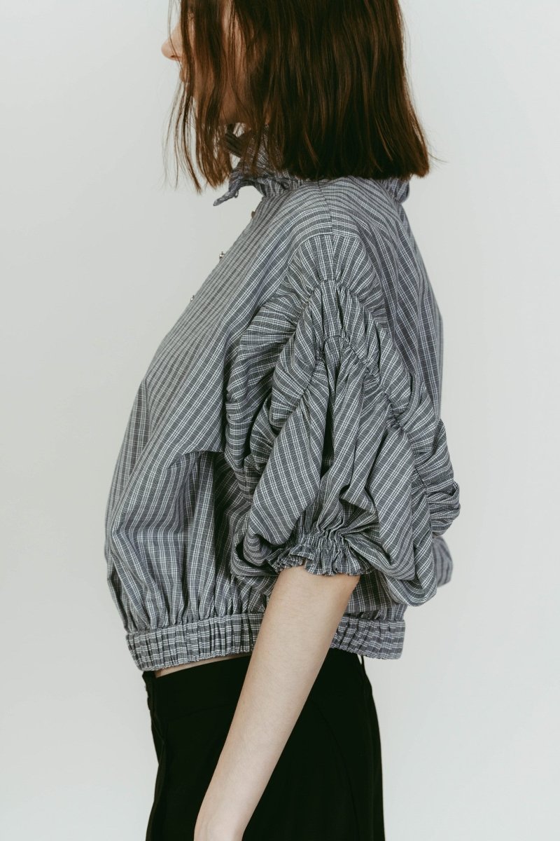 many way frill blouse/check - KNUTH MARF