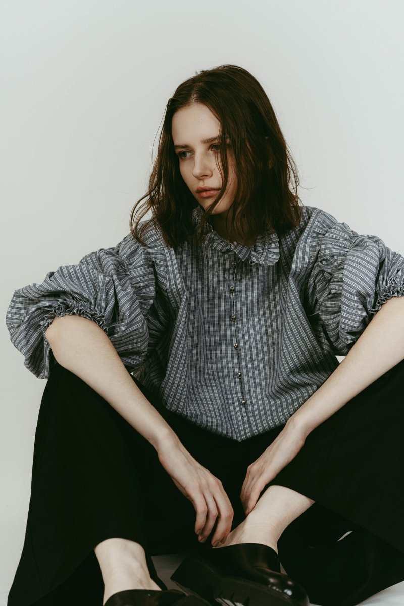 many way frill blouse/check - KNUTH MARF