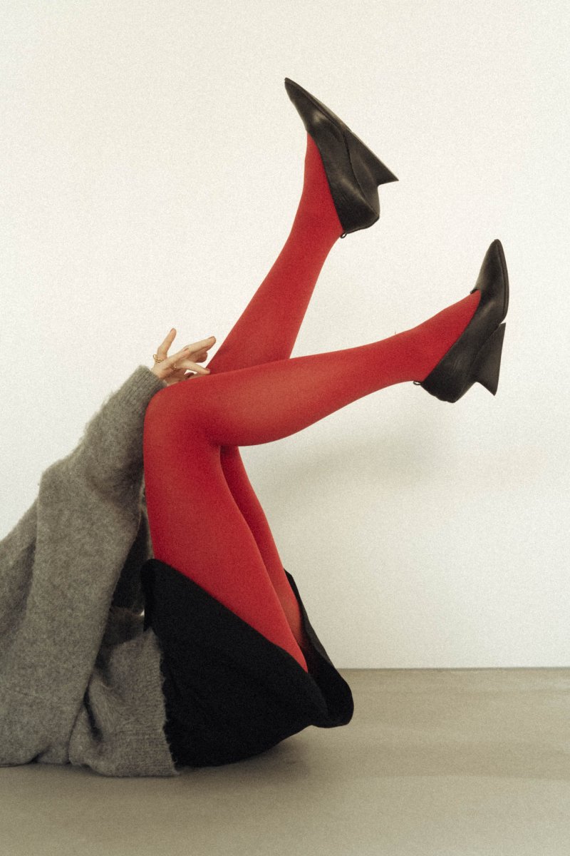 metal logo color tights/red - KNUTH MARF