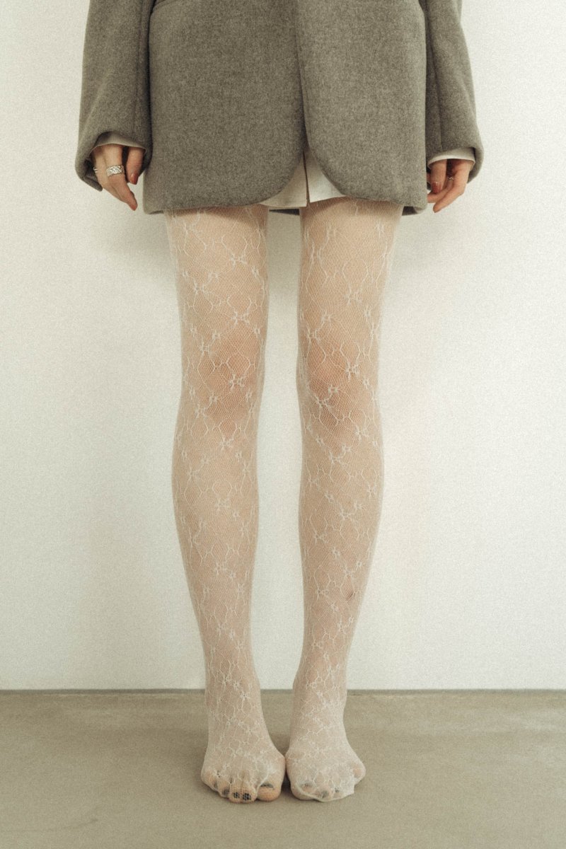 metal logo lace tights/white - KNUTH MARF