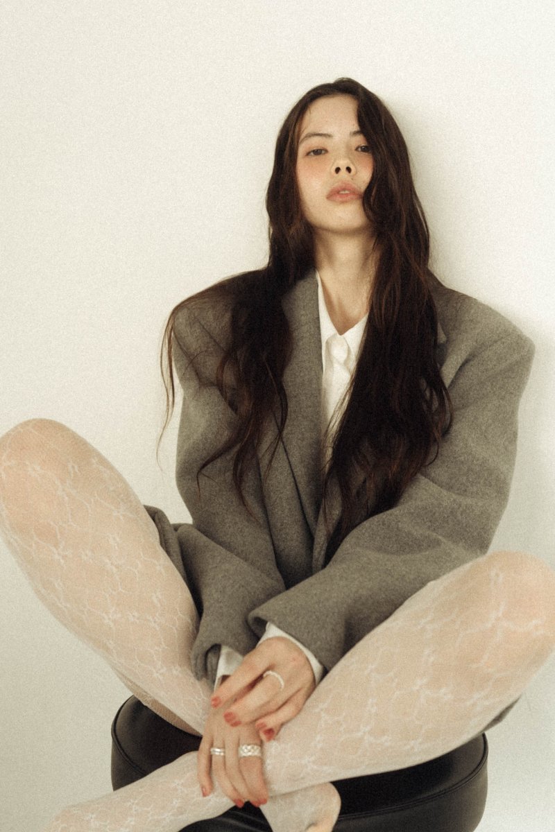 metal logo lace tights/white - KNUTH MARF