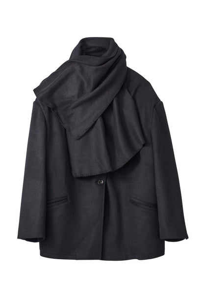 muffler overlay jacket(unisex)/black - KNUTH MARF