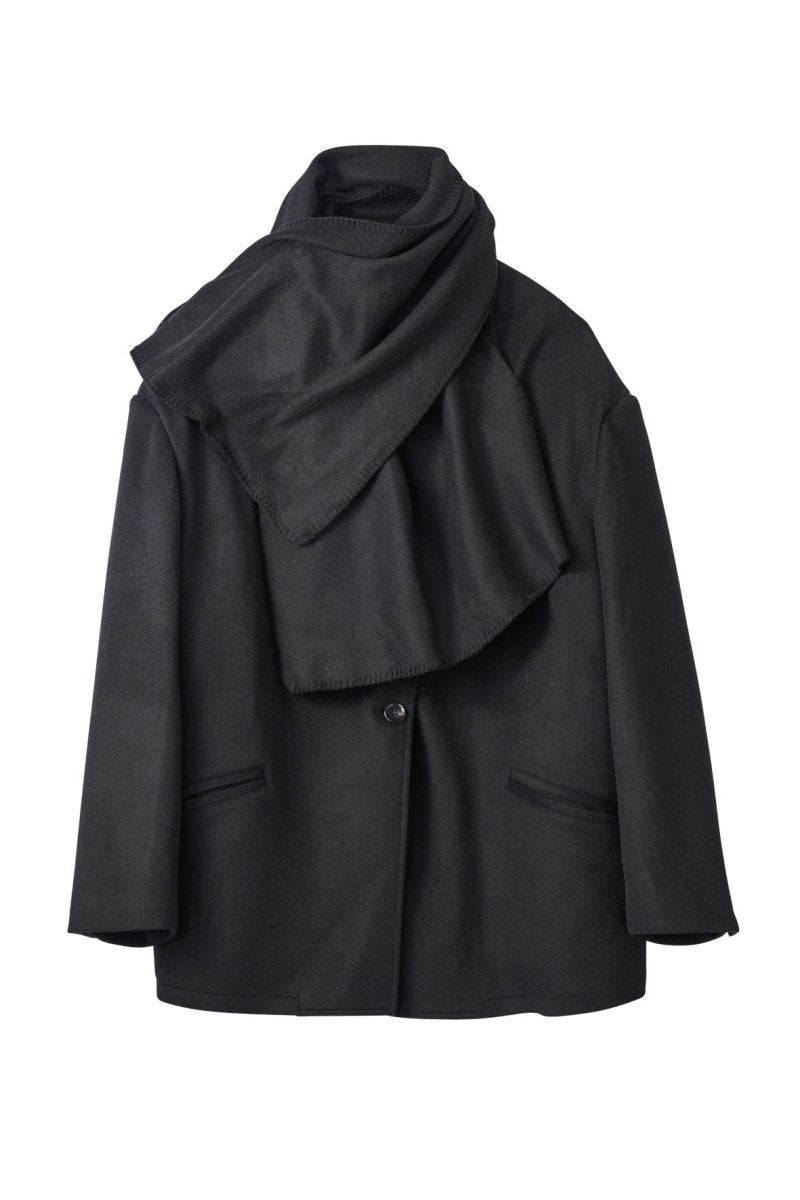 muffler overlay jacket(unisex)/black - KNUTH MARF
