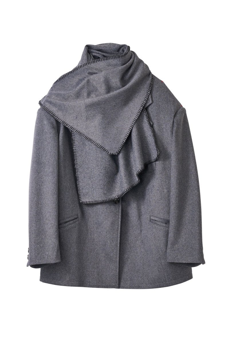 muffler overlay jacket(unisex)/gray - KNUTH MARF