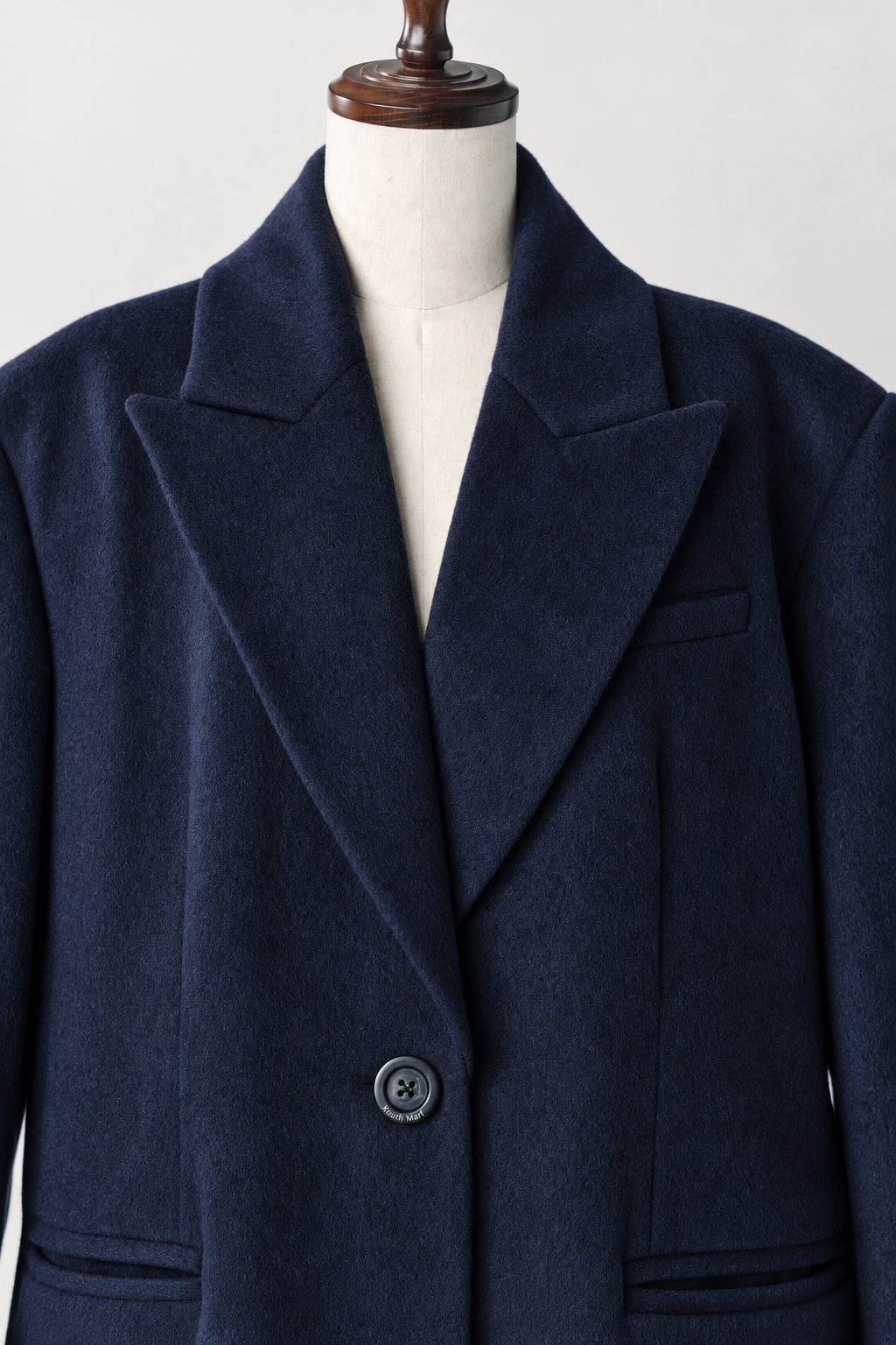 single-breasted long coat/navy