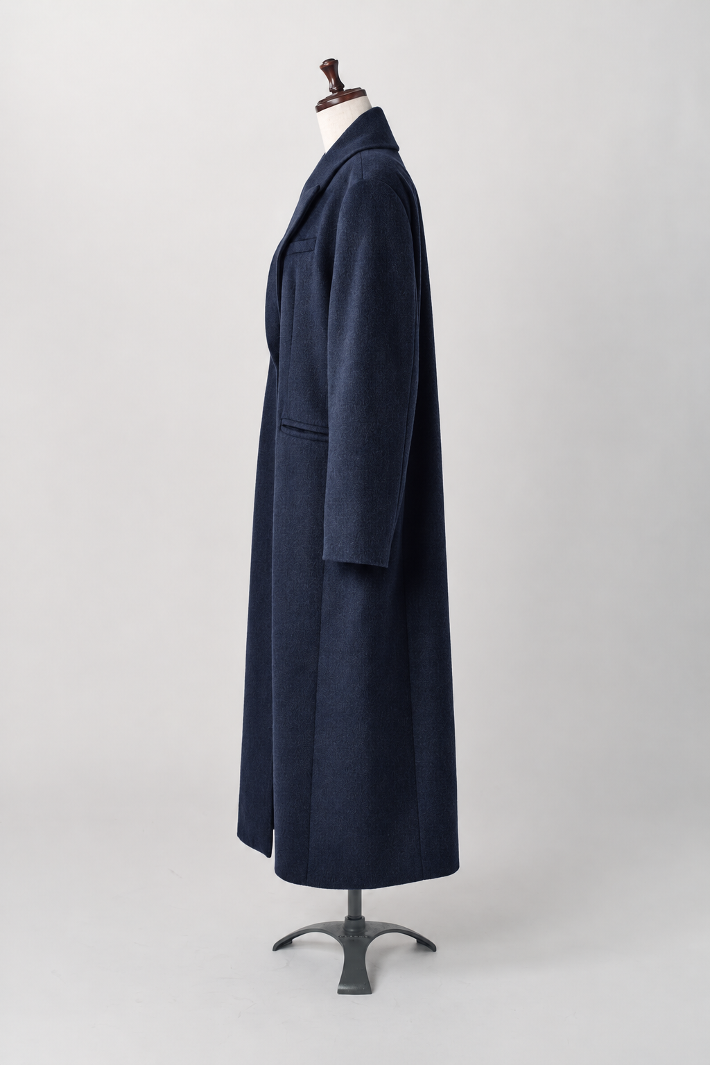single-breasted long coat/navy