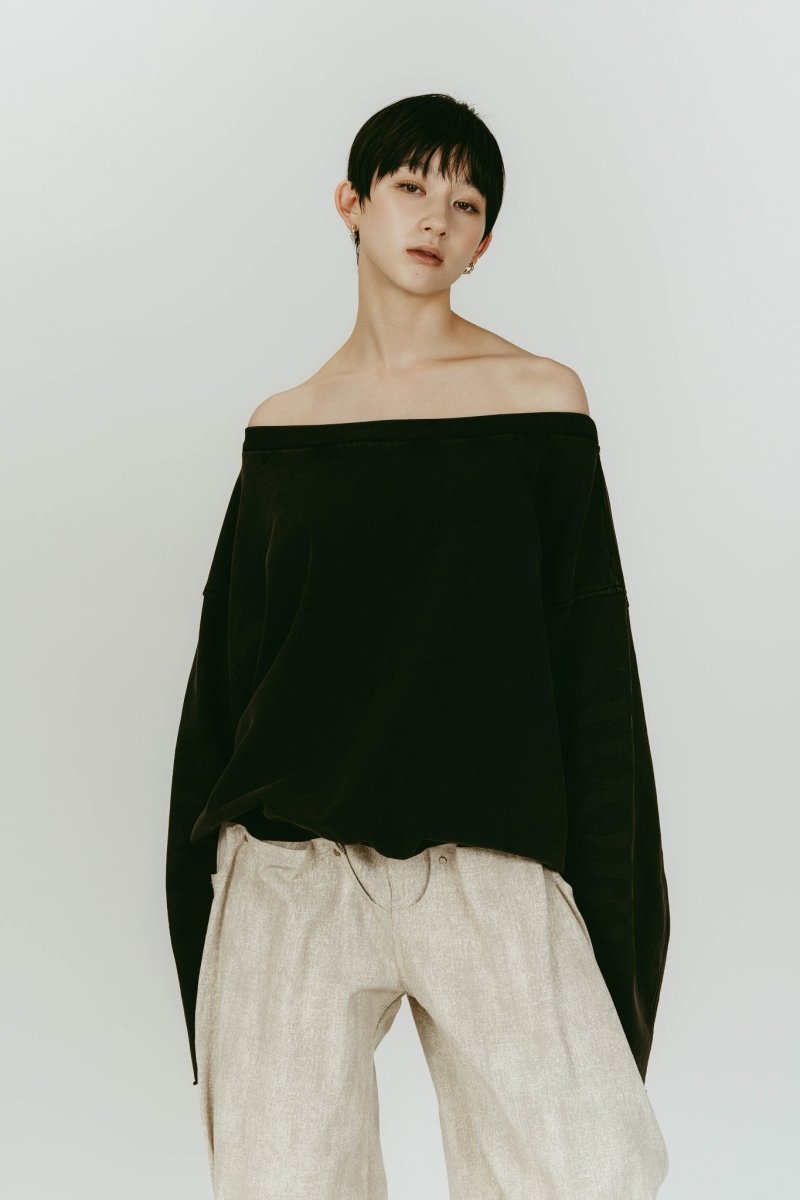 トップス Knuth Marf off shoulder vintage sweat off shoulder vintage sweat/black | KNUTH MARF