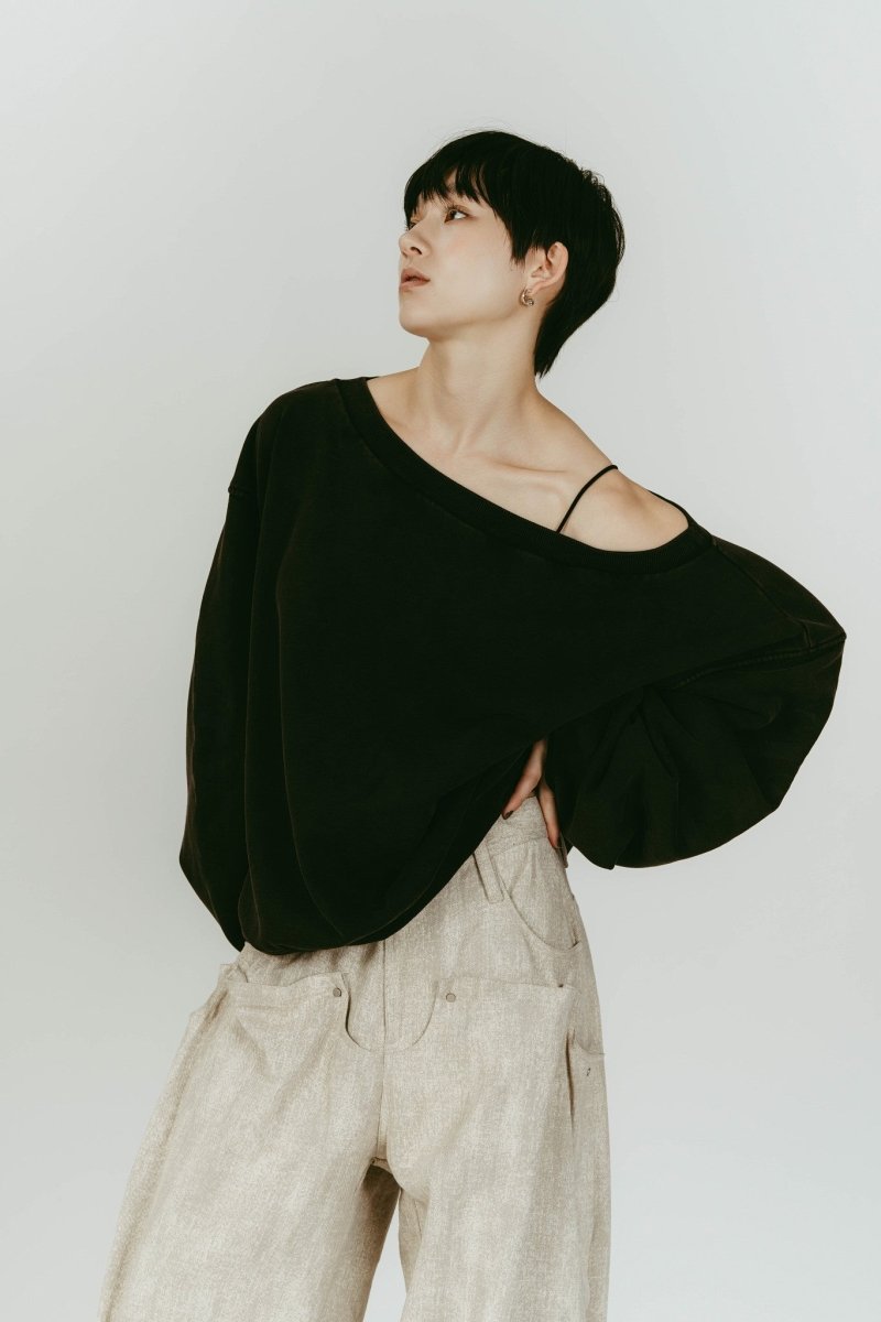 off shoulder vintage sweat/black - KNUTH MARF