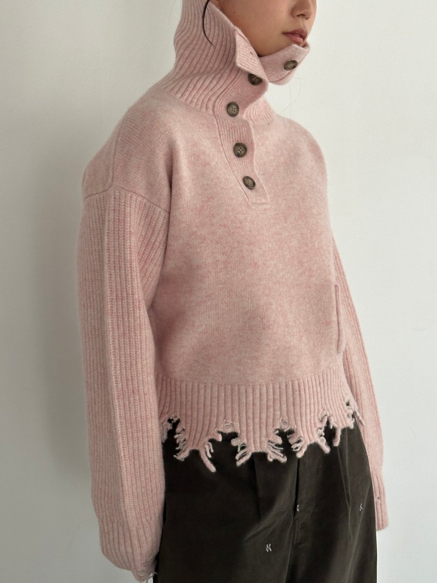 【knuth marf】buttoned high-neck knit/gray buttoned high-neck knit/4color | KNUTH MARF