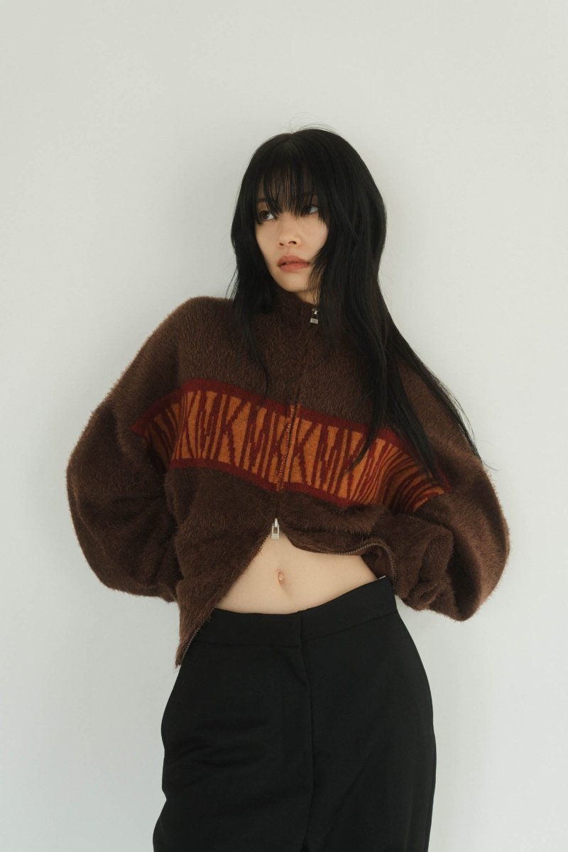 full zip motif cardigan(unisex)/brown | KNUTH MARF 