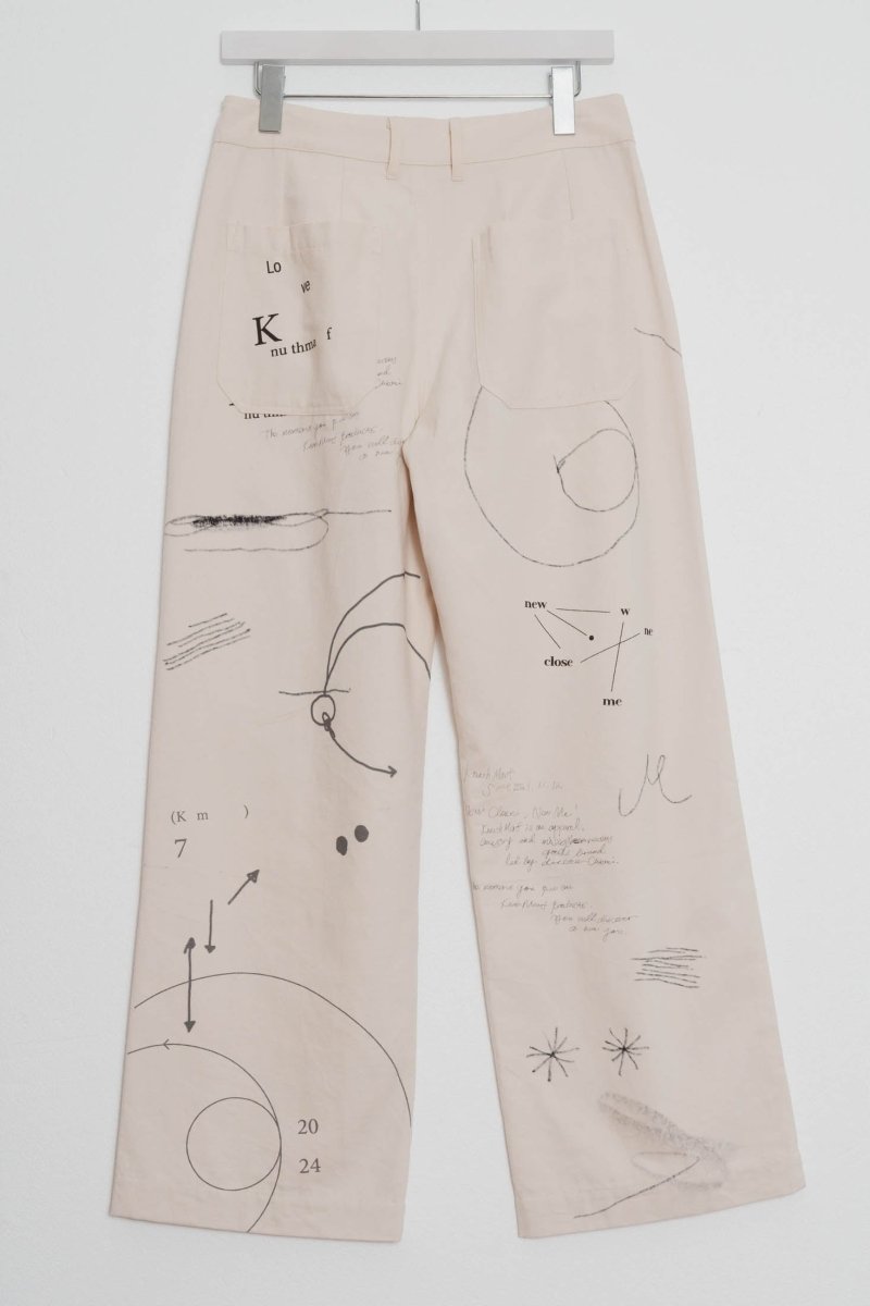  - Order sales Until 13:00 on the 29th - graffiti pants(unisex)/white (Shipping 12/5~) - KNUTH MARF