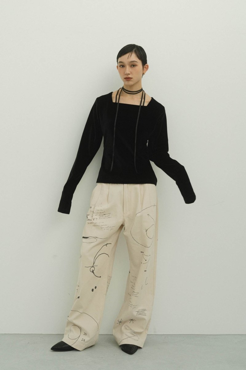  - Order sales Until 13:00 on the 29th - graffiti pants(unisex)/white (Shipping 12/5~) - KNUTH MARF