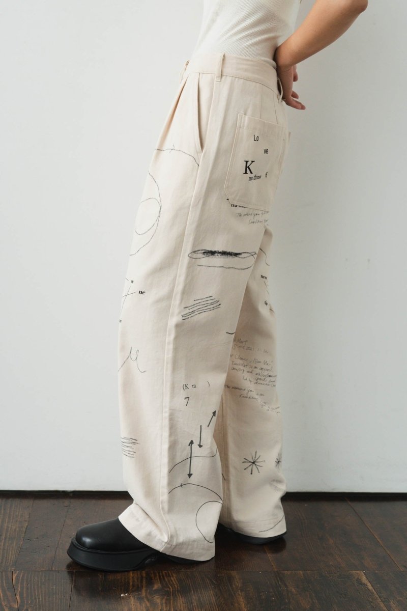  - Order sales Until 13:00 on the 29th - graffiti pants(unisex)/white (Shipping 12/5~) - KNUTH MARF