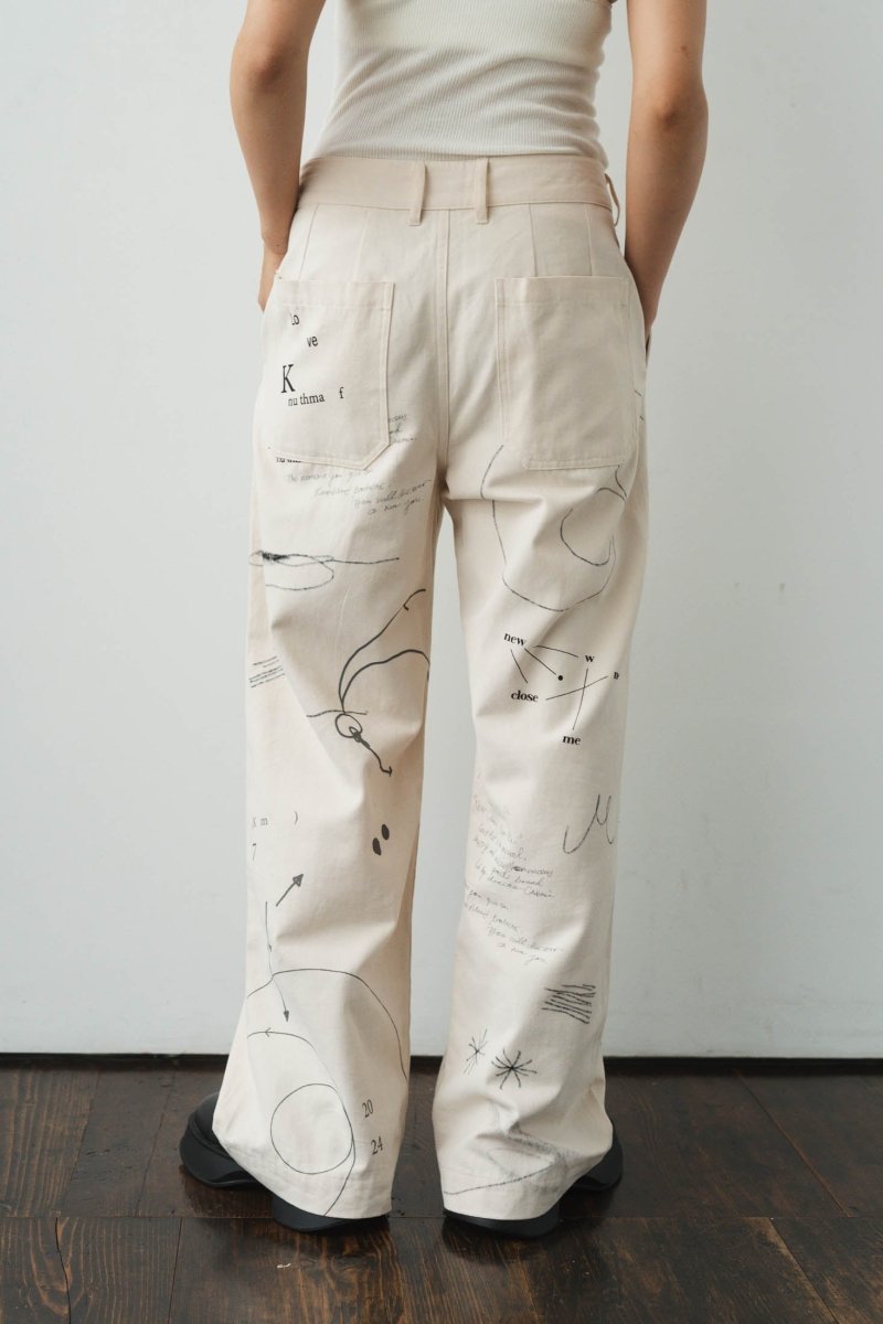  - Order sales Until 13:00 on the 29th - graffiti pants(unisex)/white (Shipping 12/5~) - KNUTH MARF