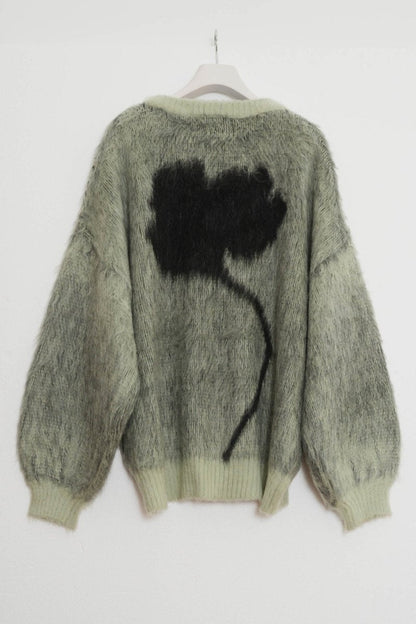  - Order sales Until 13:00 on the 29th - shaggy flower knit(unisex)/green (Shipping 12/23~) - KNUTH MARF