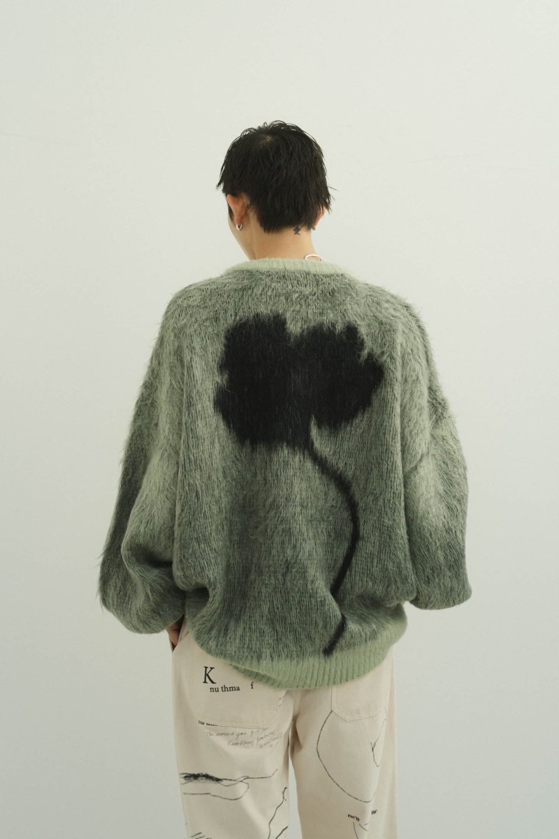  - Order sales Until 13:00 on the 29th - shaggy flower knit(unisex)/green (Shipping 12/23~) - KNUTH MARF