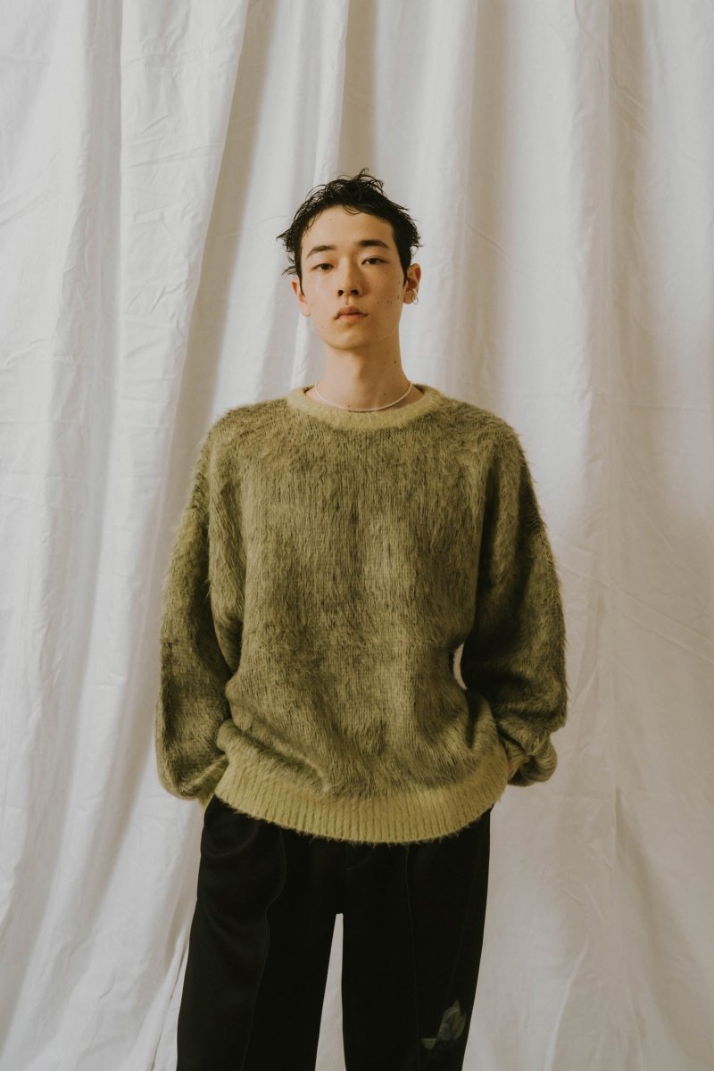  - Order sales Until 13:00 on the 29th - shaggy flower knit(unisex)/green (Shipping 12/23~) - KNUTH MARF