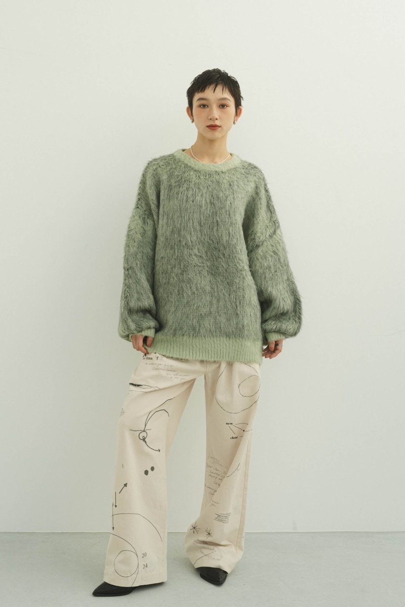  - Order sales Until 13:00 on the 29th - shaggy flower knit(unisex)/green (Shipping 12/23~) - KNUTH MARF