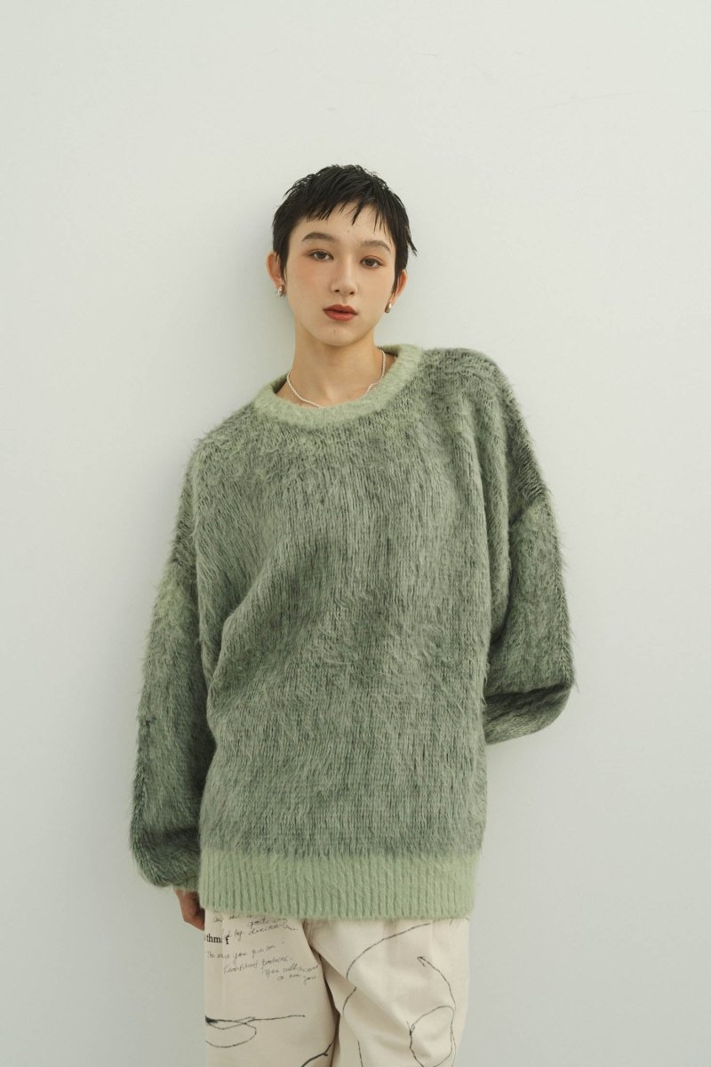  - Order sales Until 13:00 on the 29th - shaggy flower knit(unisex)/green (Shipping 12/23~) - KNUTH MARF