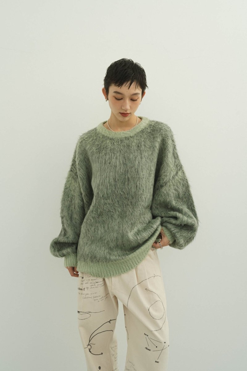  - Order sales Until 13:00 on the 29th - shaggy flower knit(unisex)/green (Shipping 12/23~) - KNUTH MARF