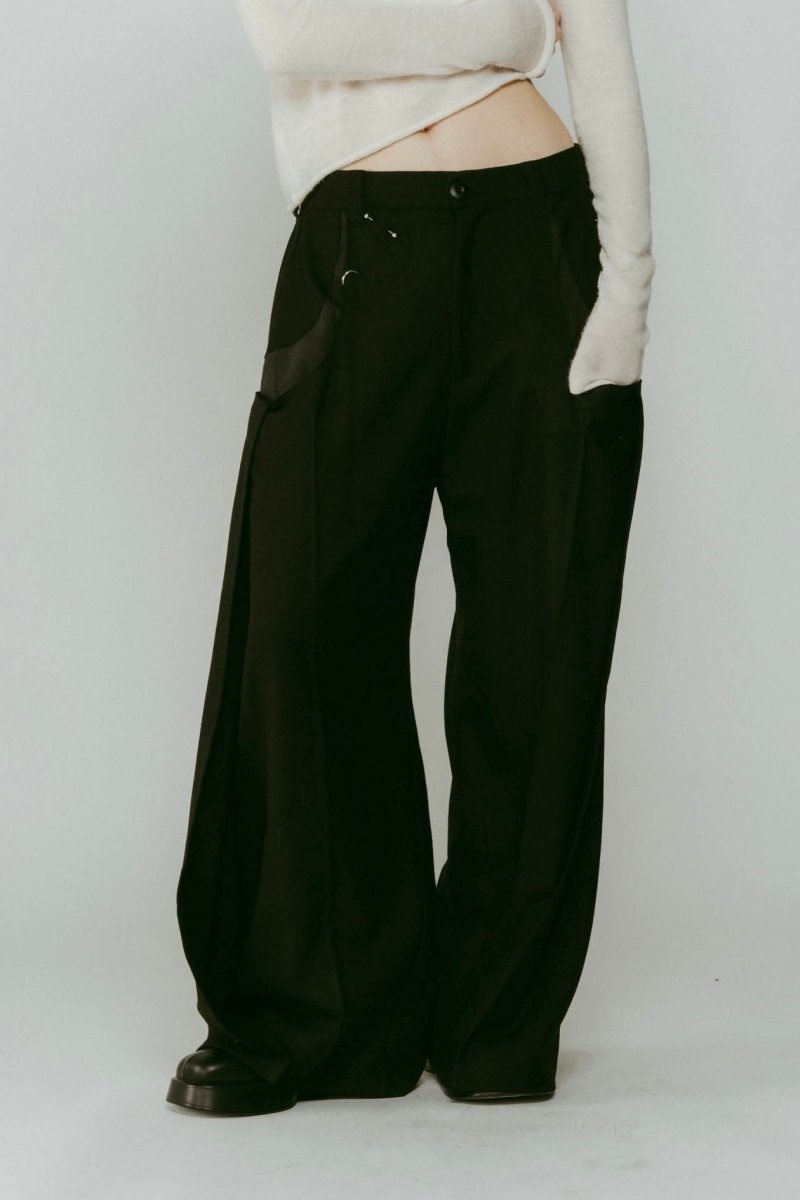 pierced drape pants(unisex)/black - KNUTH MARF