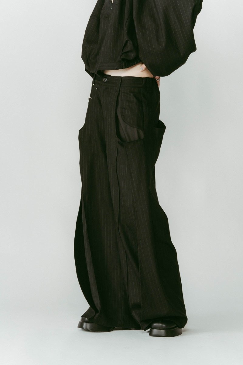 pierced drape pants(unisex)/stripeblack - KNUTH MARF