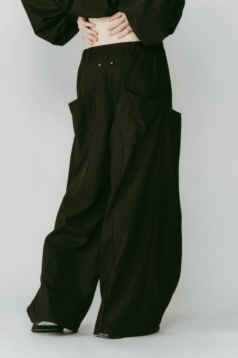 pierced drape pants(unisex)/stripeblack - KNUTH MARF