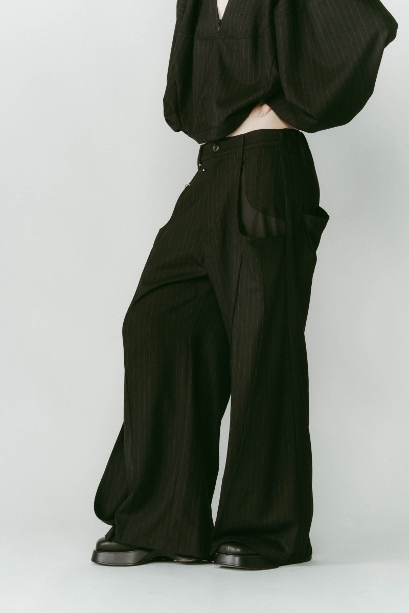 pierced drape pants(unisex)/stripeblack - KNUTH MARF