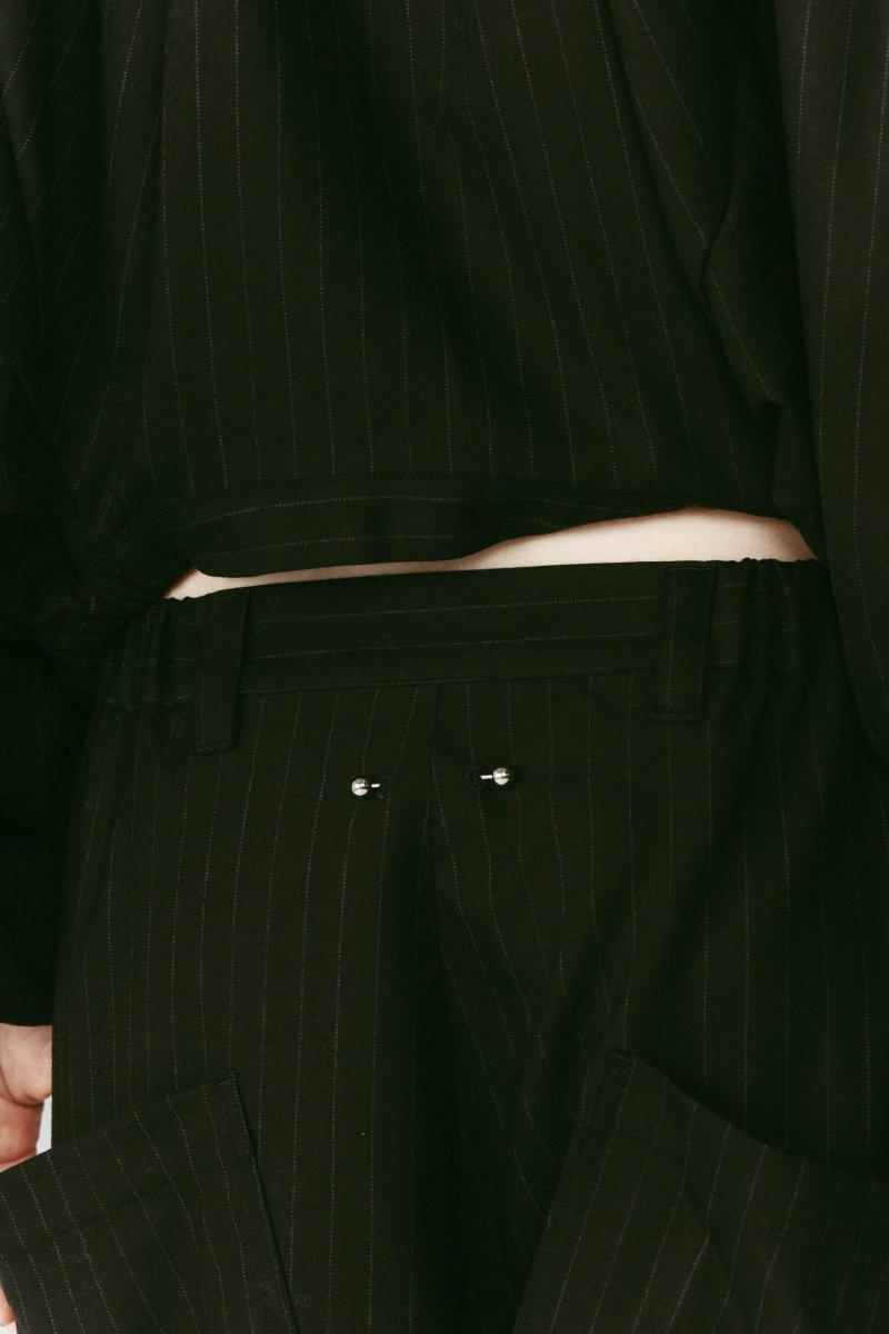 pierced drape pants(unisex)/stripeblack - KNUTH MARF
