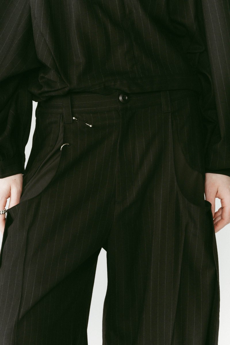 pierced drape pants(unisex)/stripeblack - KNUTH MARF