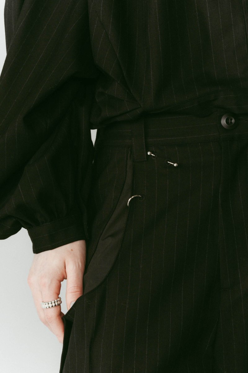 pierced drape pants(unisex)/stripeblack - KNUTH MARF