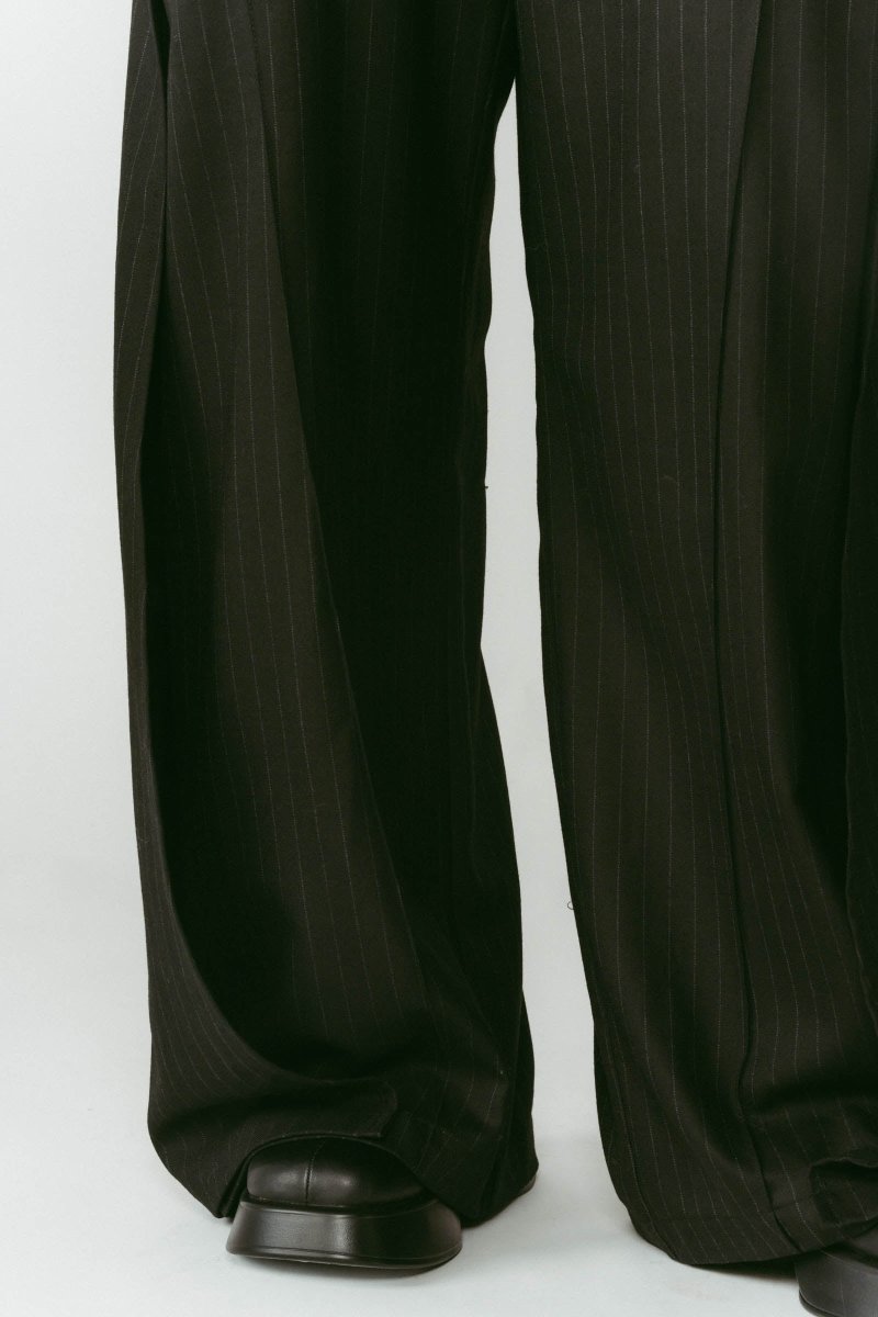pierced drape pants(unisex)/stripeblack - KNUTH MARF