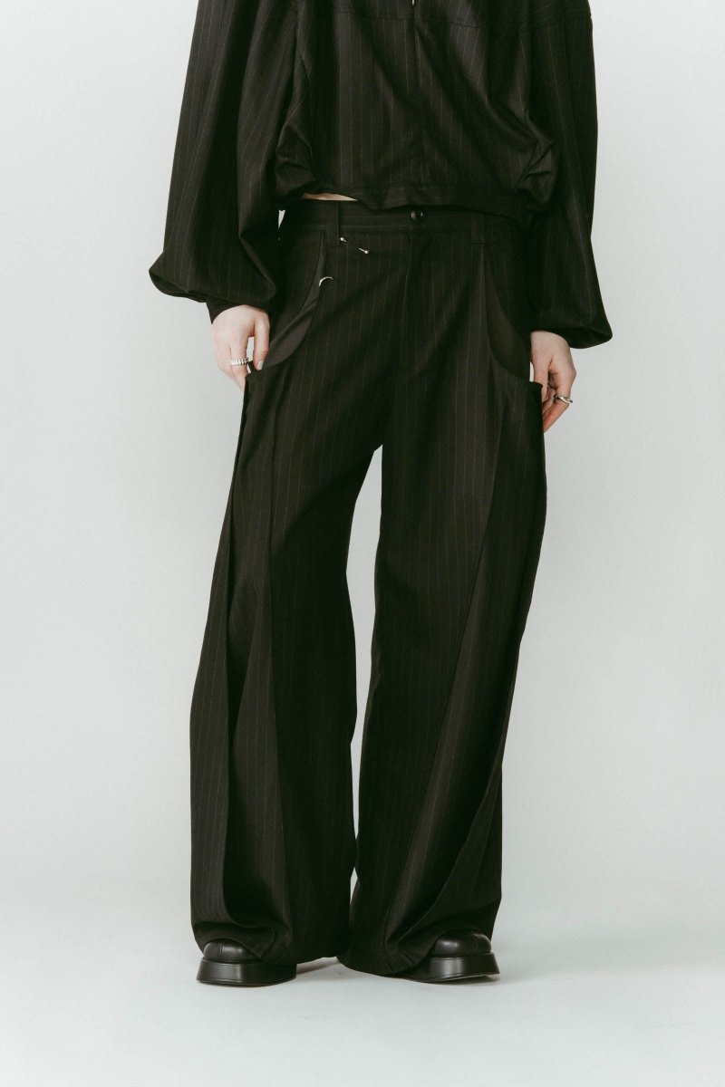 pierced drape pants(unisex)/stripeblack - KNUTH MARF