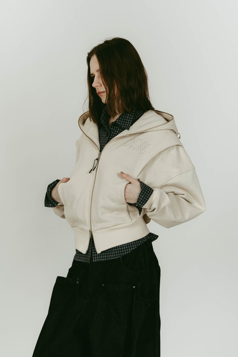 pierced hooded sweatshirt/lightbeige - KNUTH MARF