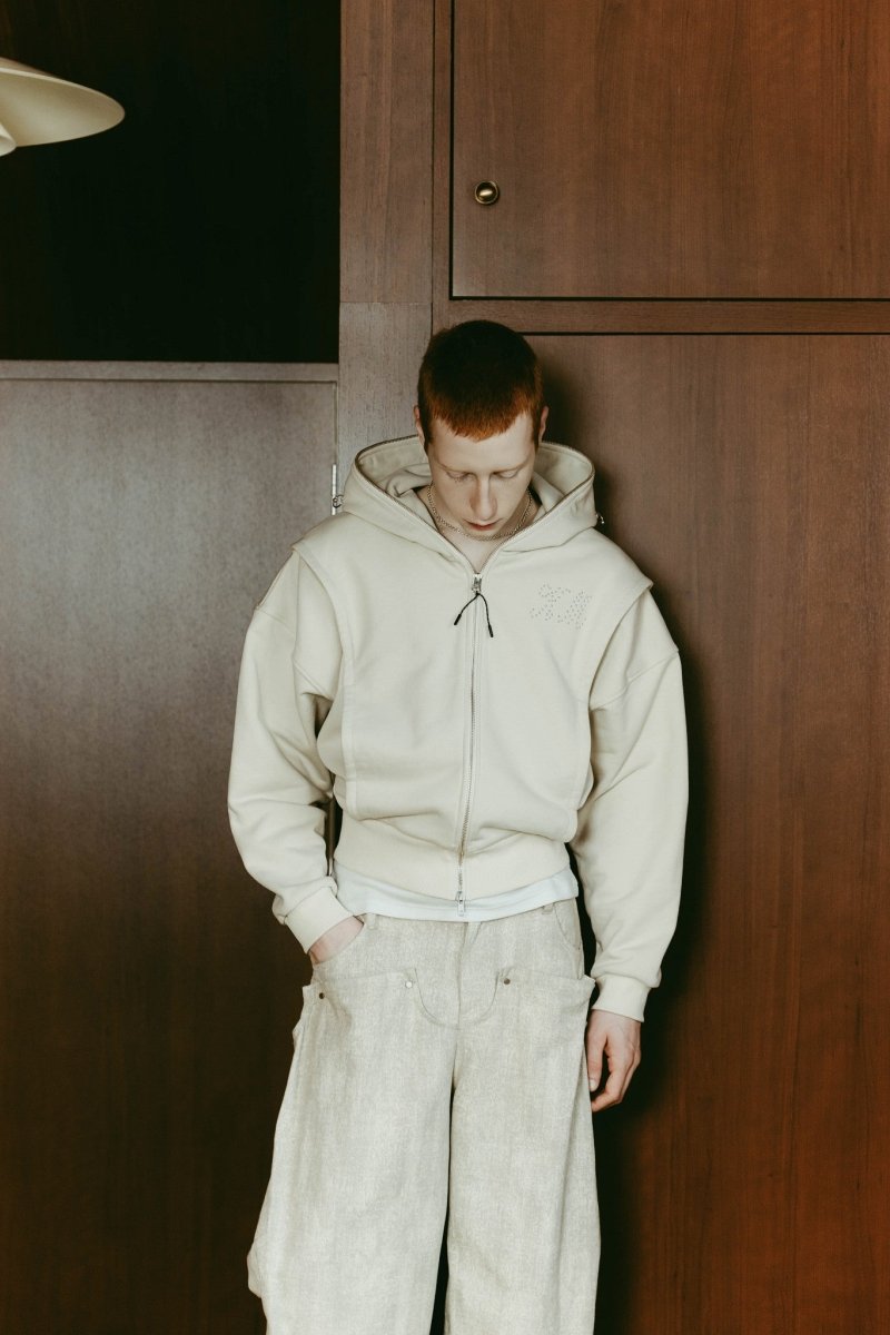 pierced hooded sweatshirt/lightbeige | KNUTH MARF