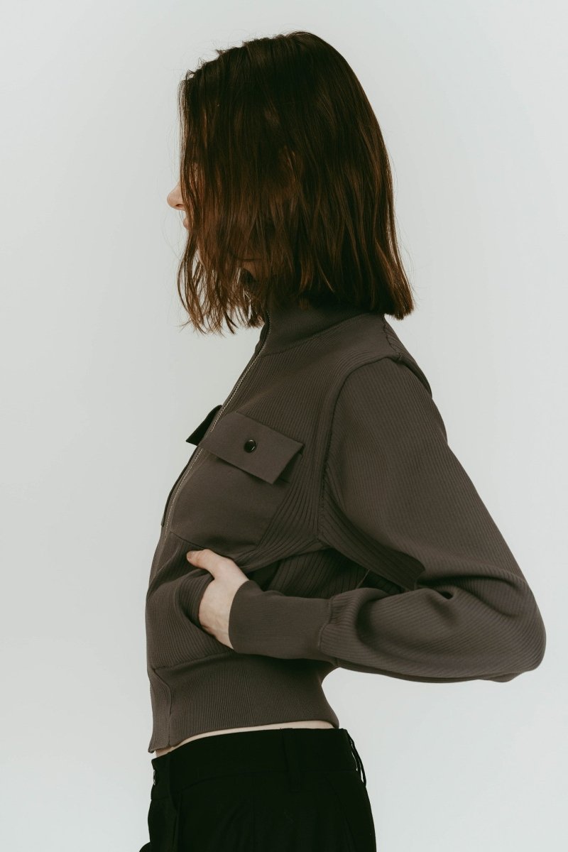 pocket zip up knit/gray | KNUTH MARF