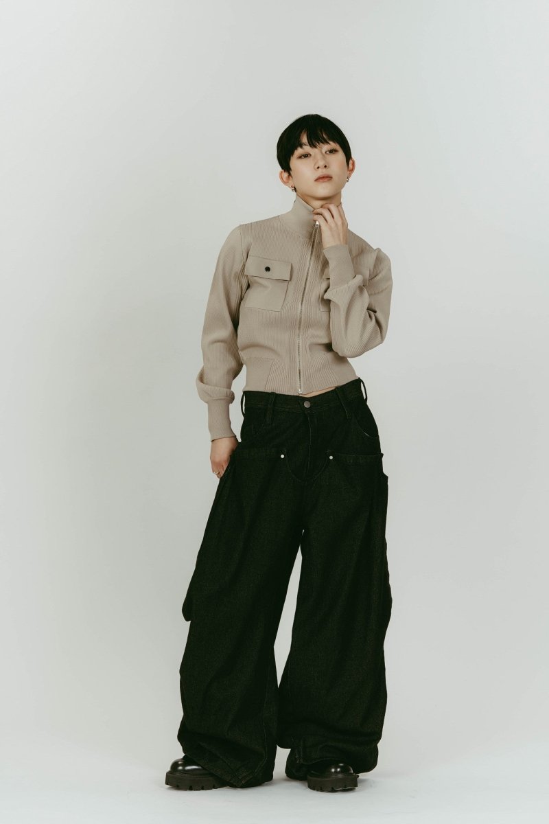 pocket zip up knit/sandbeige | KNUTH MARF