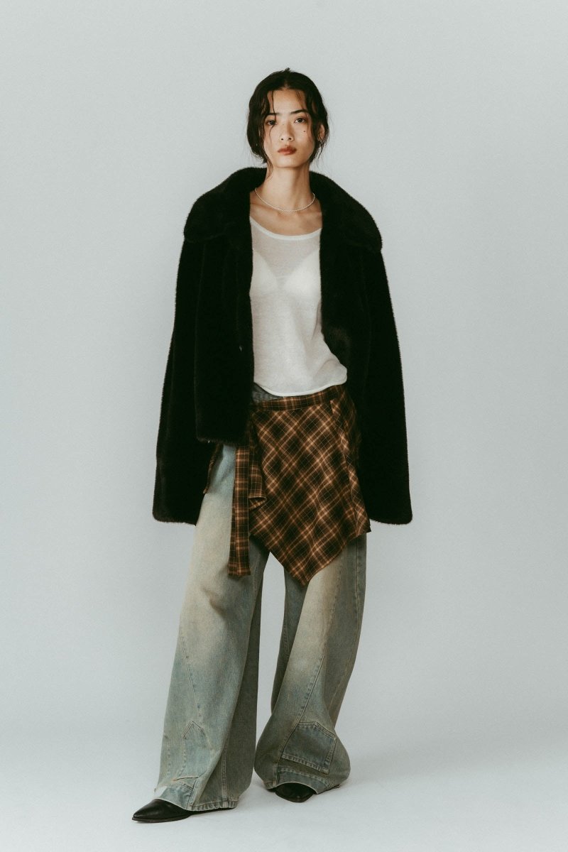 point collar fur coat/black - KNUTH MARF