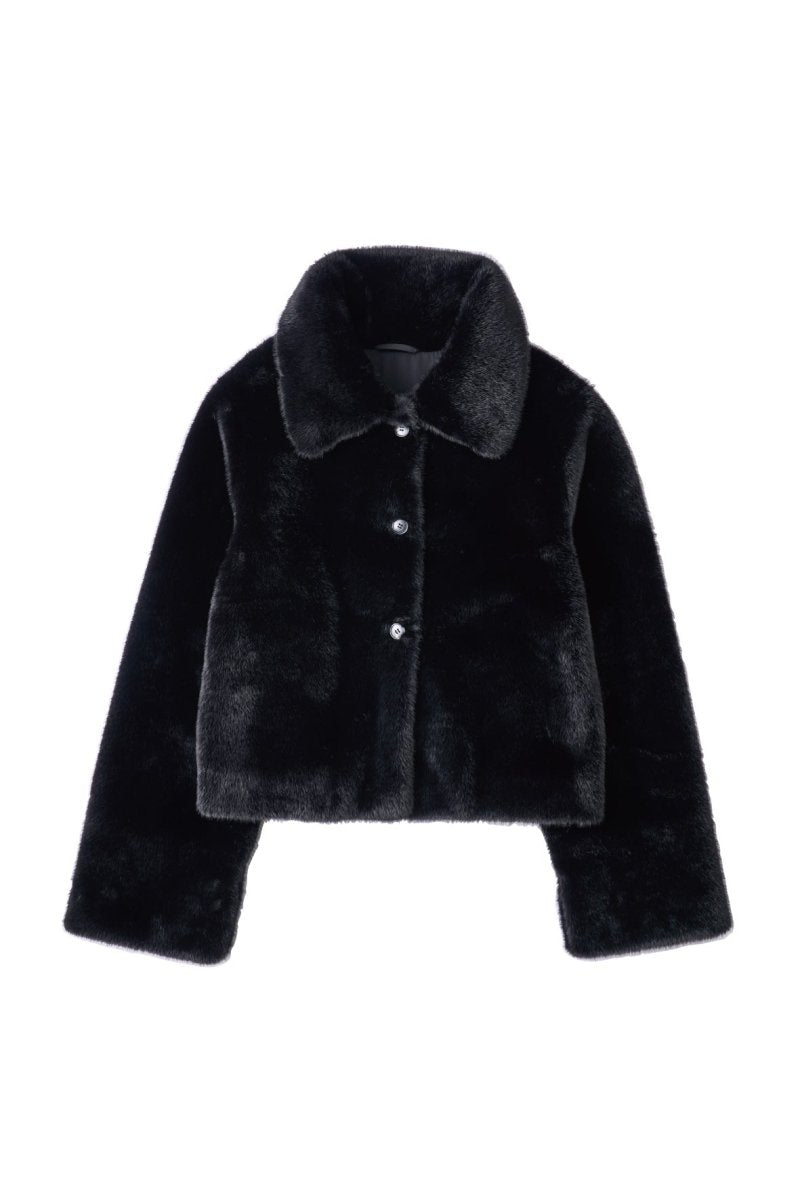 point collar fur coat/black - KNUTH MARF