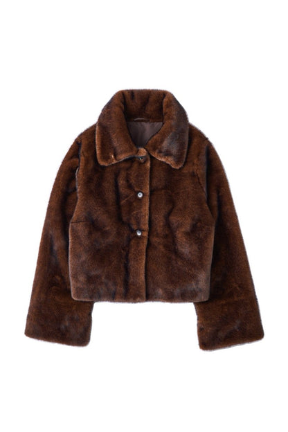 point collar fur coat/brown - KNUTH MARF