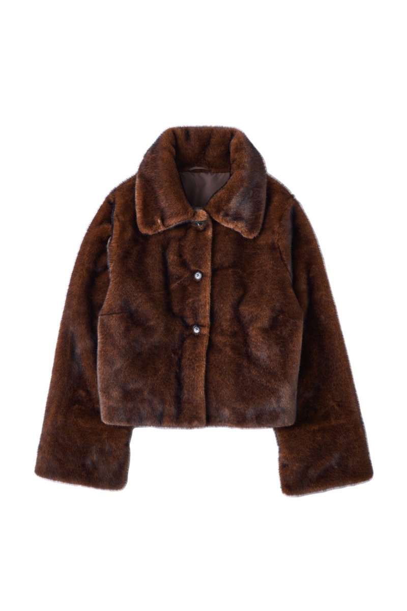 point collar fur coat/brown - KNUTH MARF
