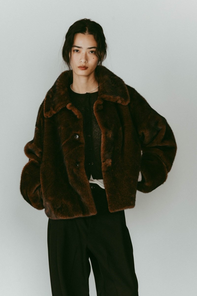 point collar fur coat/brown - KNUTH MARF